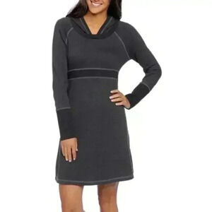 prAna Nanette Dress Grey Hooded Organic Cotton Long Sleeves Women's  size Small